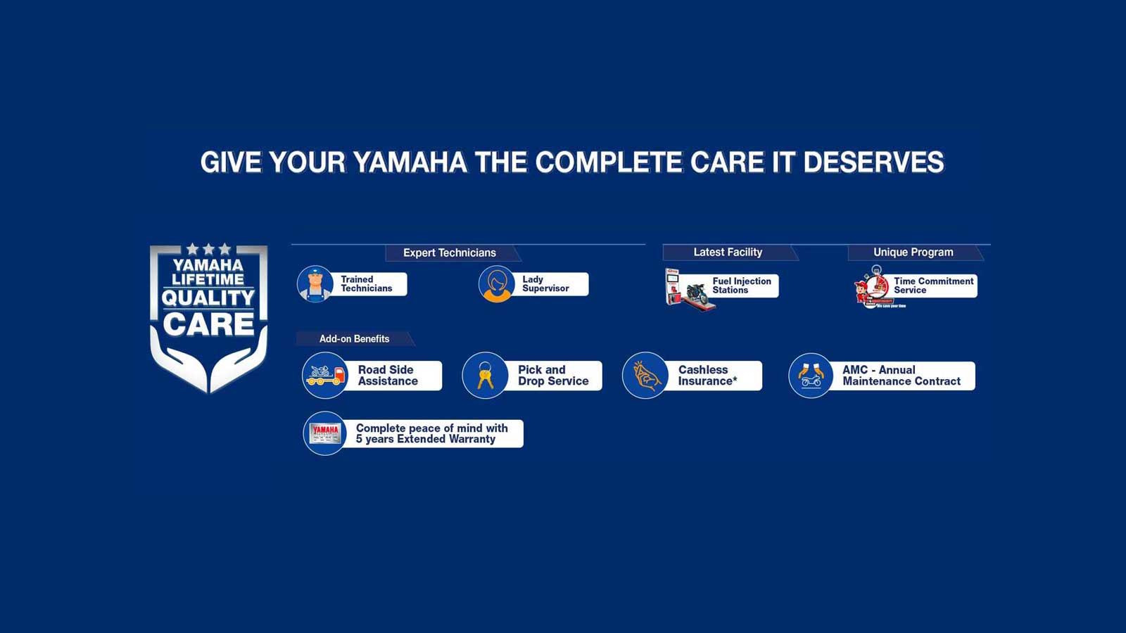 Service and Maintenance activities for Yamaha motorcycles and scooters