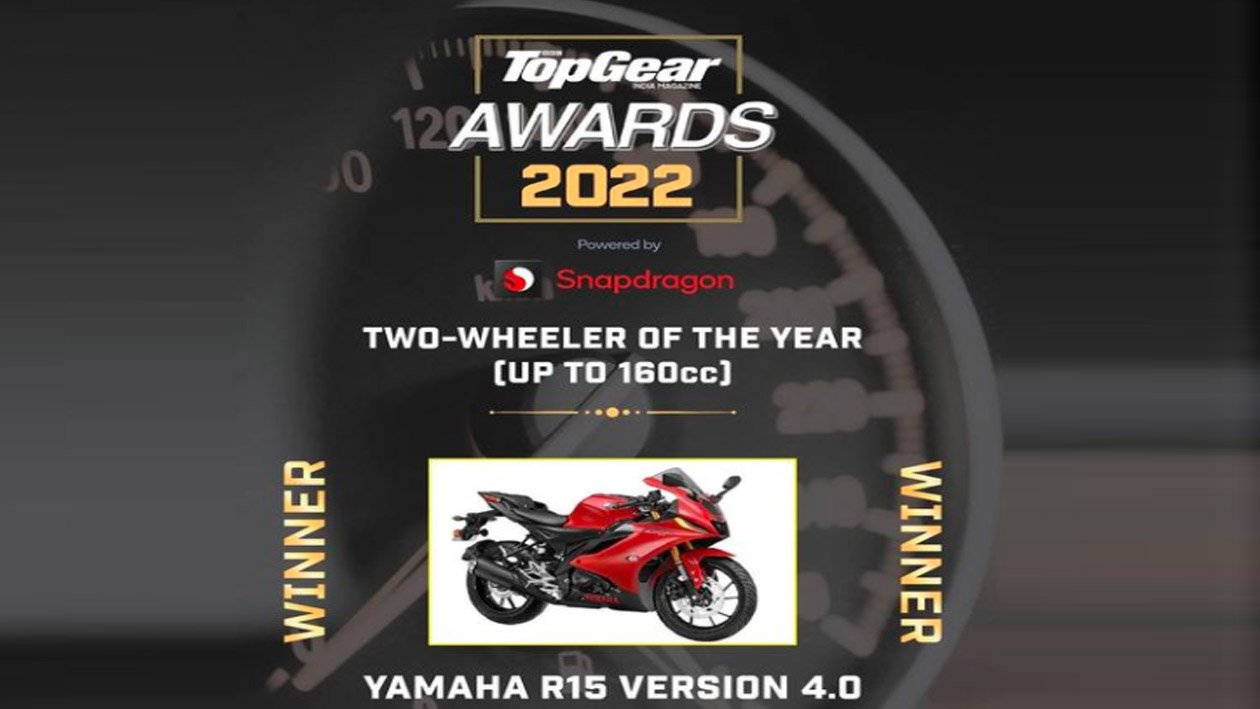 Yamaha R15 V4 Two-Wheeler of the Year (160cc) by BBC TopGear India Awards 2022