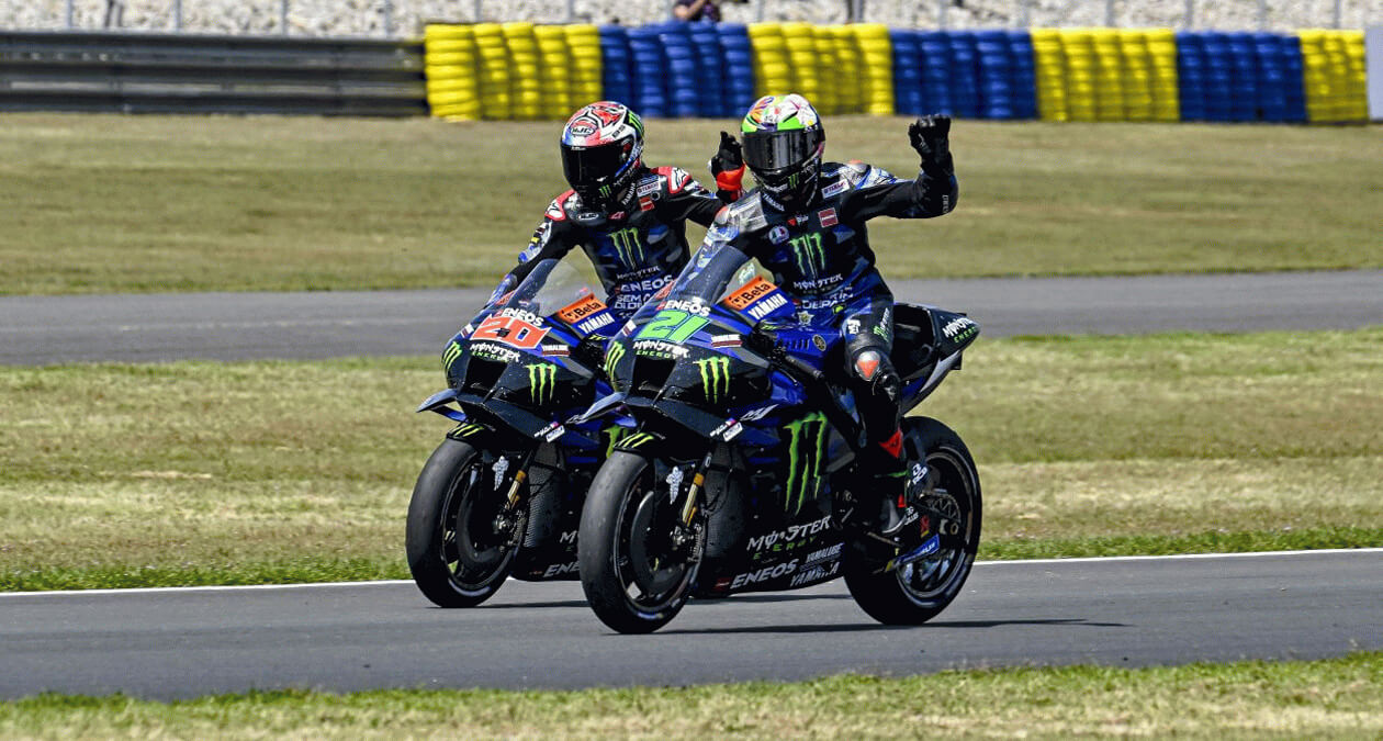 Double top 10 result in french gp race for monster energy yamaha motogp after challenging weekend