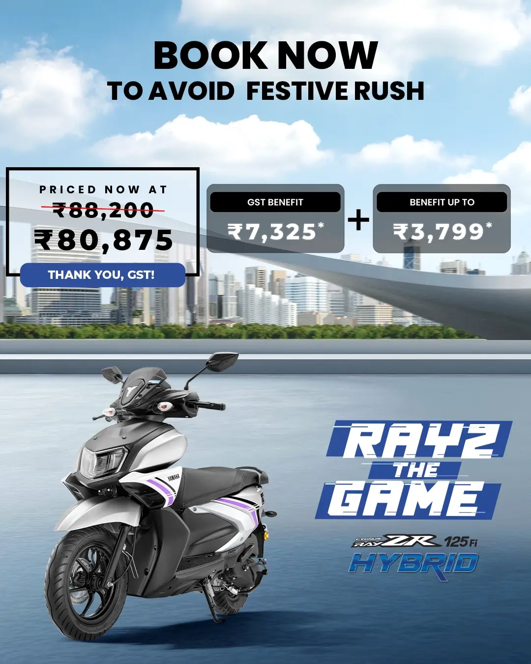 Hybrid Scooter Yamaha Ray Zr Street Rally Bs6 Zr 125 Fi Hybrid Ray